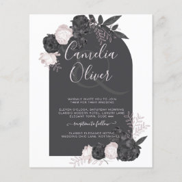 All-in-1 Black Blush Roos gothic Wedding QR Code Flyer