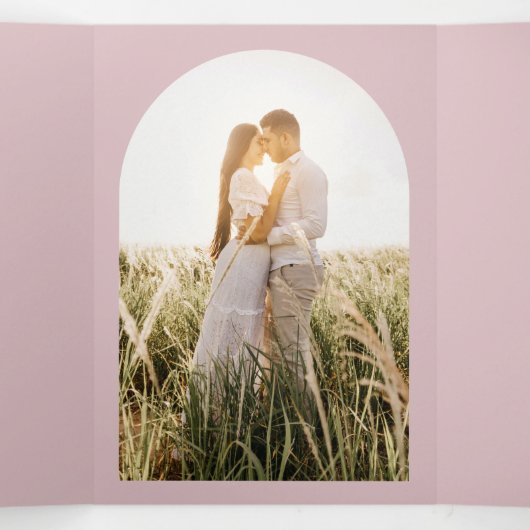 All-in-1 Dusty Rose Wedding Programme RSVP PHOTO (Intérieur au milieu)