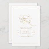 All-in-1 elegant Classic Gold Text White Wedding I Kaart (Voorkant / Achterkant)