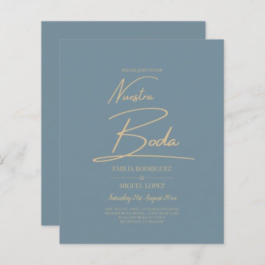 All-in-1 Elegante Zeeglas Teal Goud Bruiloft (Voorkant / Achterkant)