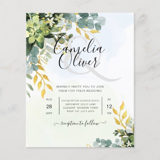 All-in-1 Greenery Gold Eucalyptus Leaves Wedding (Voorkant)