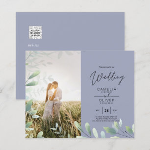 All-in-1 Greenery Leaves Photo Overlay Wedding QR