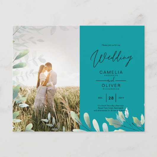 All-in-1 Greenery Leaves Photo Overlay Wedding QR (Voorkant)