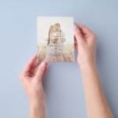 All-in-1 roze ombre Photo Overlay Wedding QR Code Flyer (Hand)