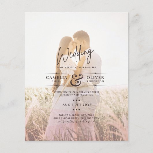 All-in-1 roze ombre Photo Overlay Wedding QR Code Flyer (Voorkant)