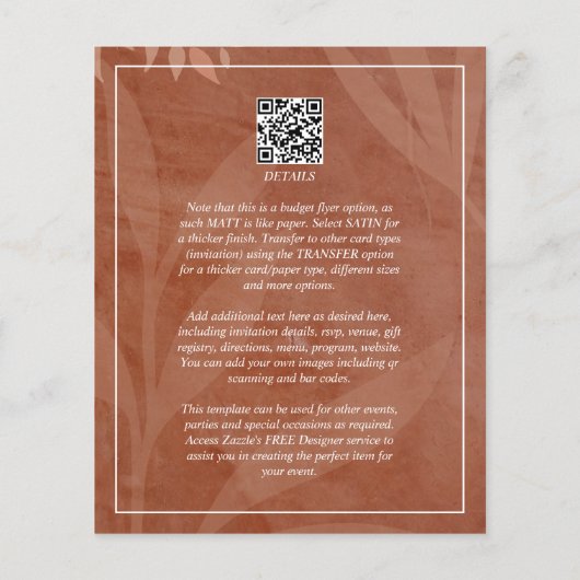 All-in-1 Rustieke Terracotta FOTO Overlay Bruiloft Flyer (Achterkant)