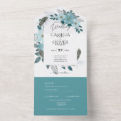 All-in-1 Zee Glas Turquoise Bloemen Uitnodiging en (Binnen)