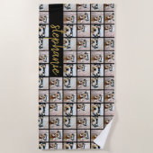 All-in-6 Photo Collage Black & Gold Script Name Strandlaken (Voorkant)