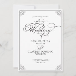 All-In-On Simple Classic Black & White Wedding Kaart