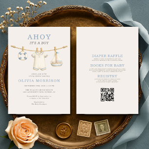 All in One Ahoy Het is een Jongen Baby Borrel Kaart