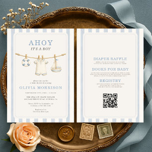 All in One Ahoy Het is een Jongen QR Code Baby Sho Kaart