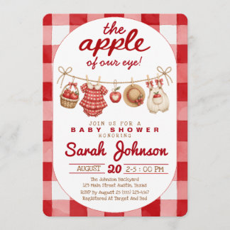 All-in-One Appel van Onze Ogen Gingham Baby Shower Kaart