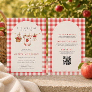 All in One Apple of Our Eye Gingham Baby Shower Kaart