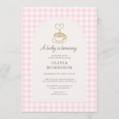 All in One Baby Girl is Brewing Coffee Baby Shower Kaart (Voorkant)