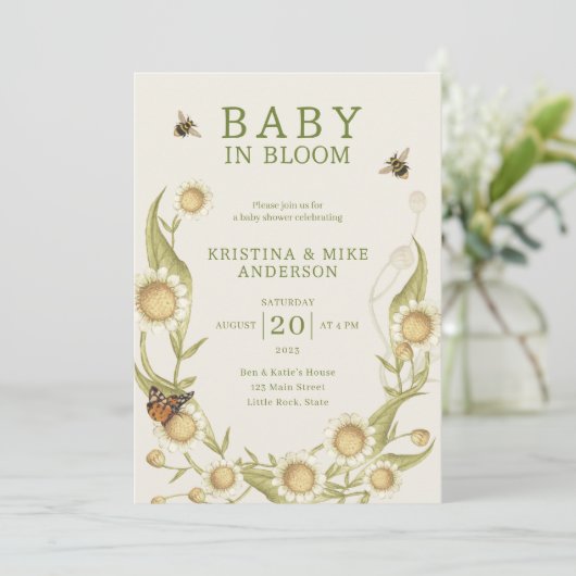 All in One Baby in Bloom QR Code Douche Invitation (Debout devant)