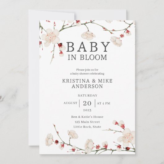 All in One Baby in Bloom QR Code Douche Invitation (Devant)