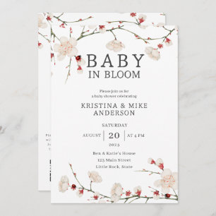 All in One Baby in Bloom QR Code Douche Invitation