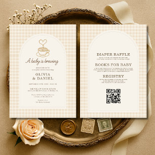 All in One Baby is Brewing Koffie Couples Shower Kaart