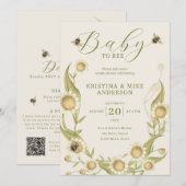 All in One Baby to Bee QR Code Douche Invitation (Devant / Derrière)
