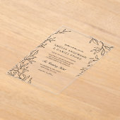 All in One Black Minimal Leaf Wedding Acryl Uitnodigingen (Laagn)
