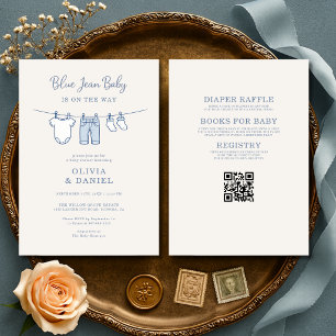 All in One Blauwe Spijkerbroek Baby Koppel Baby Sh Kaart