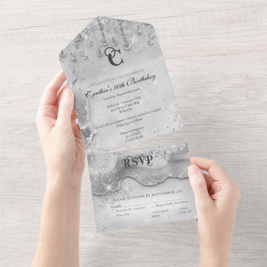 ALL IN ONE Bling Uitnodiging Design (Afscheurbaar)