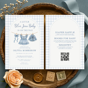 All in One Blue Jean Baby Meisje Baby Shower Kaart