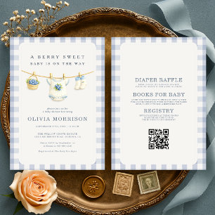 All in One Blueberry Berry Clothesline Baby Shower Kaart