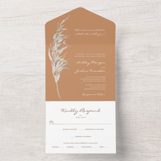 All in One Bohemian Terracotta Mariage Invitation (À l'intérieur)