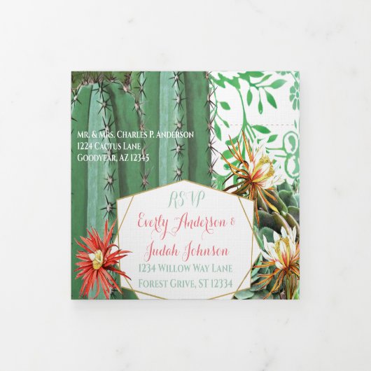 All In One Cactus Succulent Trouwkaart Drieluik Uitnodiging (Cover)