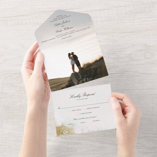All in One Classic Luxe Marble Wedding Invitation (Déchirure)