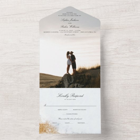 All in One Classic Luxe Marble Wedding Invitation (À l'intérieur)