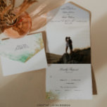 All in One Classic Luxe Marble Wedding Invitation<br><div class="desc">Ces invitations de mariage tout-en-un uniques sont magnifiquement imprimées et faciles à utiliser! Ajoutez simplement un cachet à la carte postale RSVP, afin que vos invités puissent remplir facilement les informations RSVP, déchirer et vous renvoyer par la poste ! Pour envoyer, vous pouvez simplement plier, sceller (en utilisant l'un des...</div>