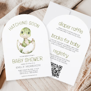 All in One Dinosaur Hatching Soon Baby shower Kaart