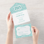 All in One Elegant 80th Birthday Invitation<br><div class="desc">● All in One Elegant 80th Birthday Invitation. Traditionnel mais aussi moderne. Cette conception ne tient qu'à l'âge de 2 chiffres. Si vous souhaitez utiliser ce design pour l'âge de 3 chiffres, n'hésitez pas à me contacter. ● Cette invitation All in One facilite la préparation de votre invitation de fête....</div>