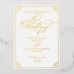 All-In-One Elegant Script Rome Italië Bestemming Folie Uitnodiging