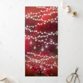 All In One Elegante Rode & Roze Hart Blad Bruiloft Drieluik Uitnodiging