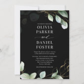 All in One Eucalyptus Black QR Code Wedding Kaart (Voorkant)