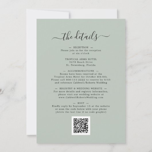 All-in-One Eucalyptus Photo Gold Sage Weddenschap  Kaart (Achterkant)