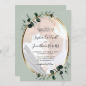 All-in-One Eucalyptus Photo Gold Sage Weddenschap Kaart (Voorkant / Achterkant)