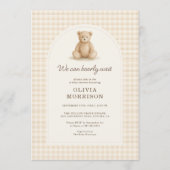 All in One Gingham Bearly Wait Baby Shower Kaart (Voorkant)