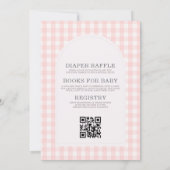 All in One Gingham Roze Meisje Baby Shower Kaart (Achterkant)