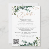 All-In-One Greenery Gold Geometric QR Code Wedding Kaart (Achterkant)