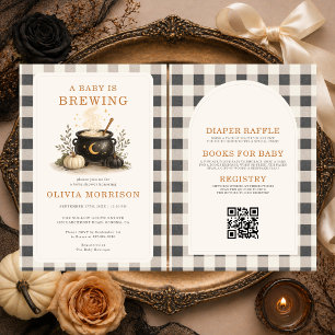 All in One Halloween Baby is Brewing Baby Shower Kaart