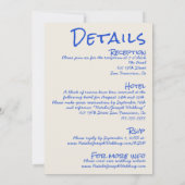 All In One Hand Drawn Blue Cake Bows Wedding Kaart (Achterkant)