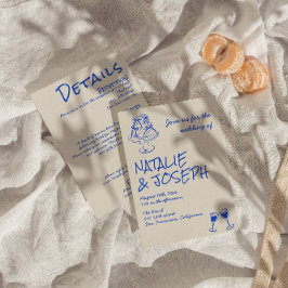 All In One Hand Drawn Blue Cake Bows Wedding  Kaart