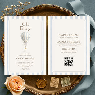 All in One Heet Luchtballon Gestreepte Baby Shower Kaart