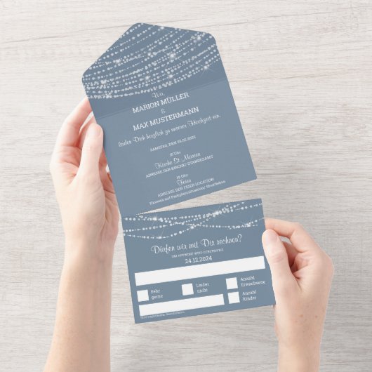All in One Invitation sans enveloppe Dusty Blue 02 (Déchirure)