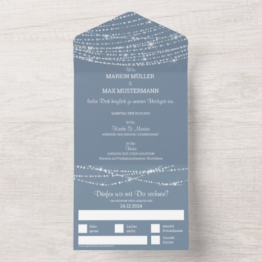 All in One Invitation sans enveloppe Dusty Blue 02 (À l'intérieur)