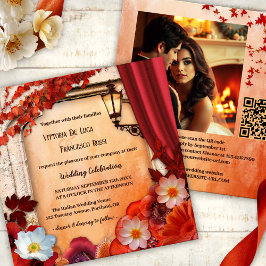 All-in-One Italiaanse Classic Fall Wedding Uitnodi Kaart